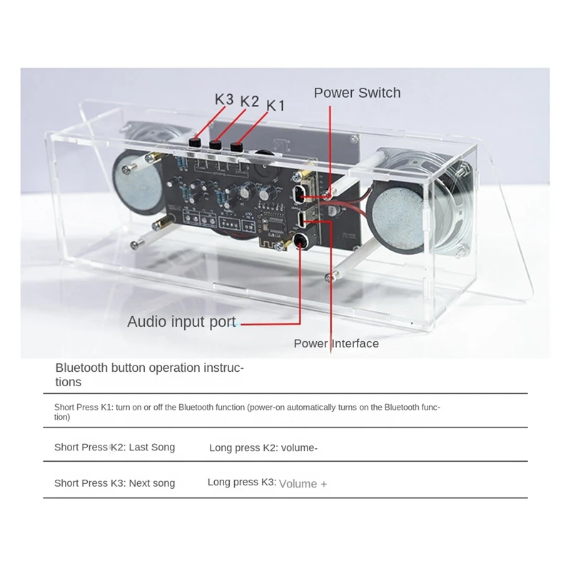 Dual-Channel Multi-Function Bluetooth Audio Assembly DIY Electronic Kit MP3 Speaker Welding Replacement Parts Accessories