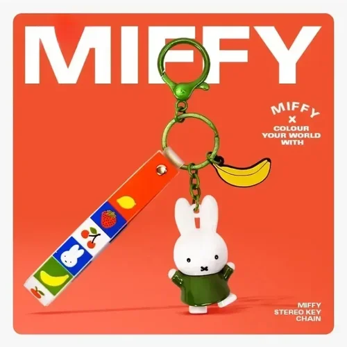 만화 애니메이션 사랑스러운 카와이 미피 토끼 인형, 오리지널 자동차 키체인, 스쿨백 펜던트, 연인 작은 선물, PVC 