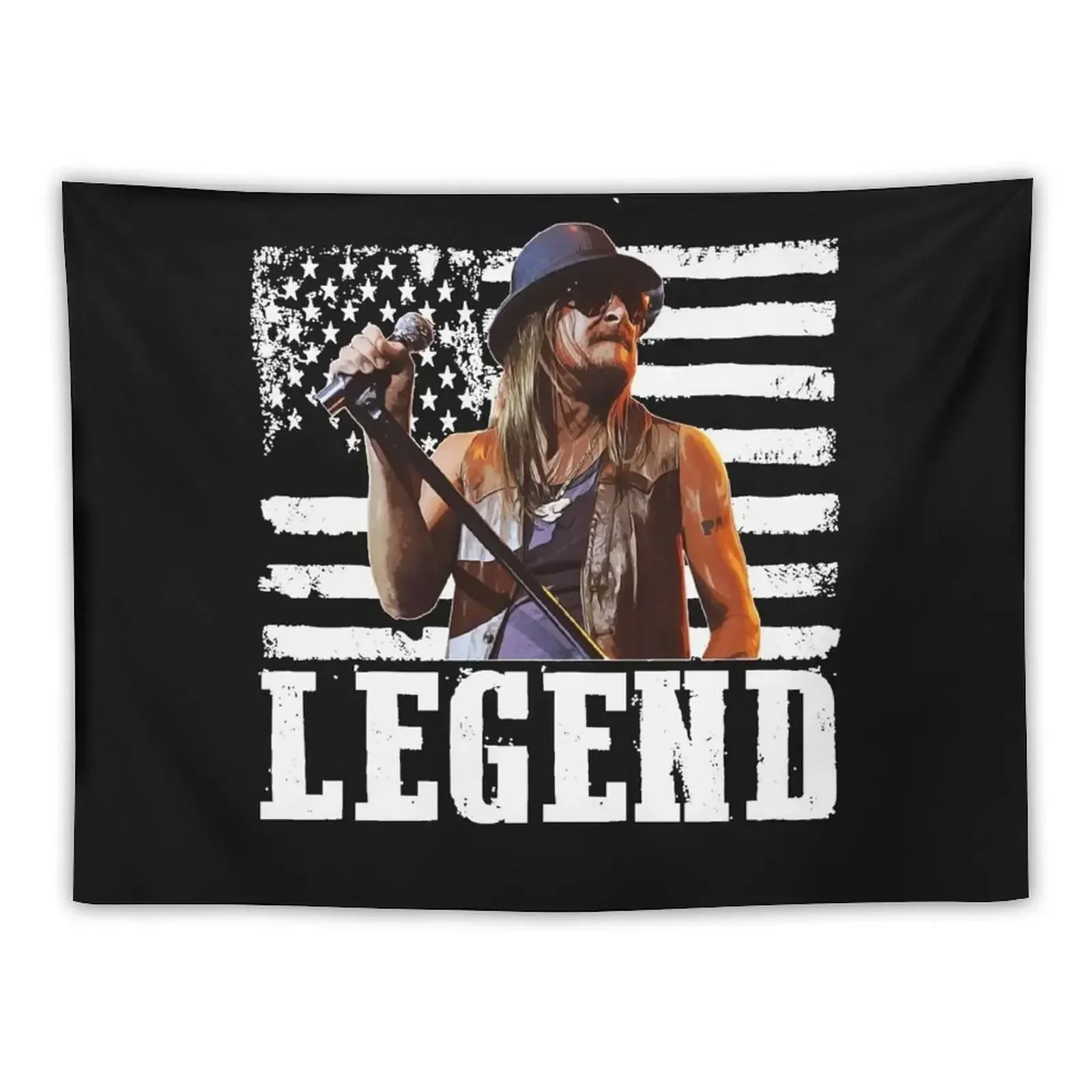 

Distressed American Flag Name Music Kid Rock Legend Tapestry Wall Carpet Bedroom Decor Aesthetic Decorative Wall Murals Tapestry