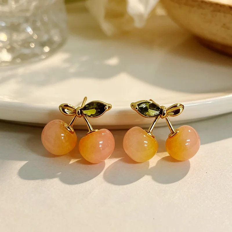 Süße Rosa Kirsch-Ohrstecker für Frauen und Junge Mädchen 2026 Design-Sensation Sommer Luxus-Accessoires Ungewöhnlicher Ohrschmuck – Detail 8
