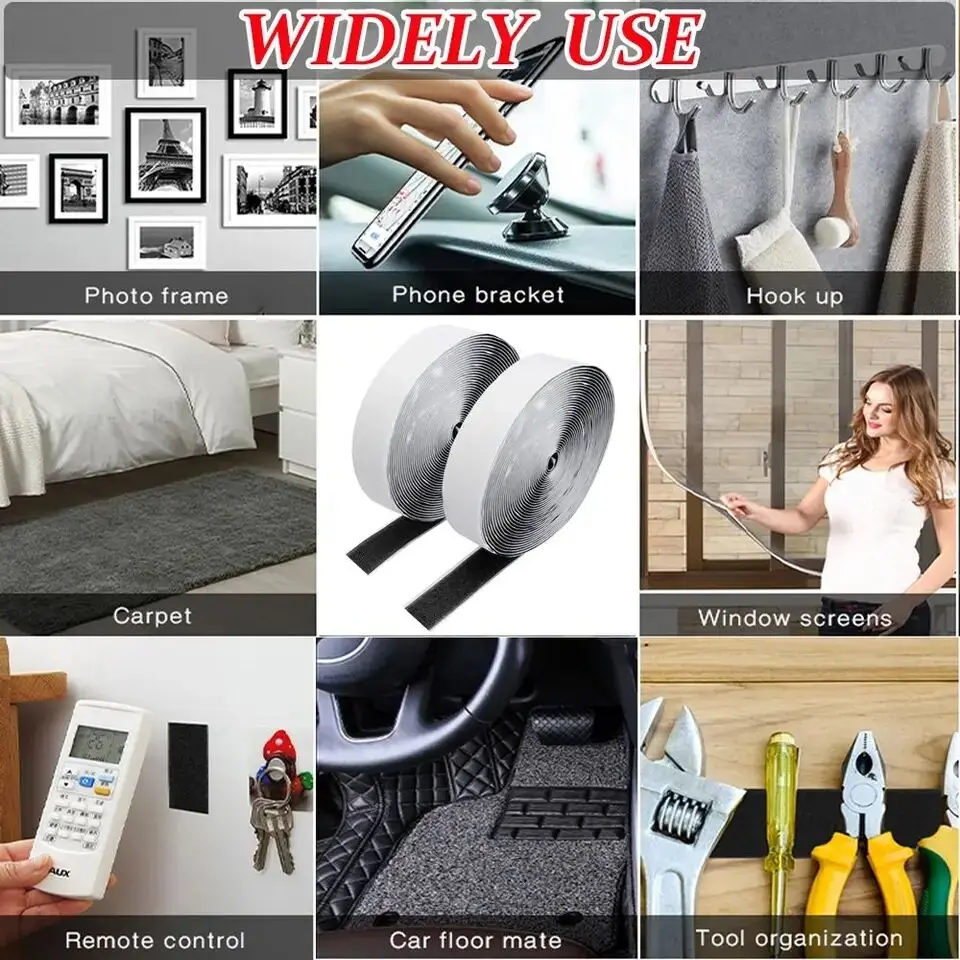 1 متر/5 متر خطاف لاصق ذاتي قوي وشريط حلقي مزدوج الوجهين الثقيلة الفيلكرو قفل الشريط عرض 20-50 مللي متر DIY بها بنفسك/الحرف اليدوية/الملابس