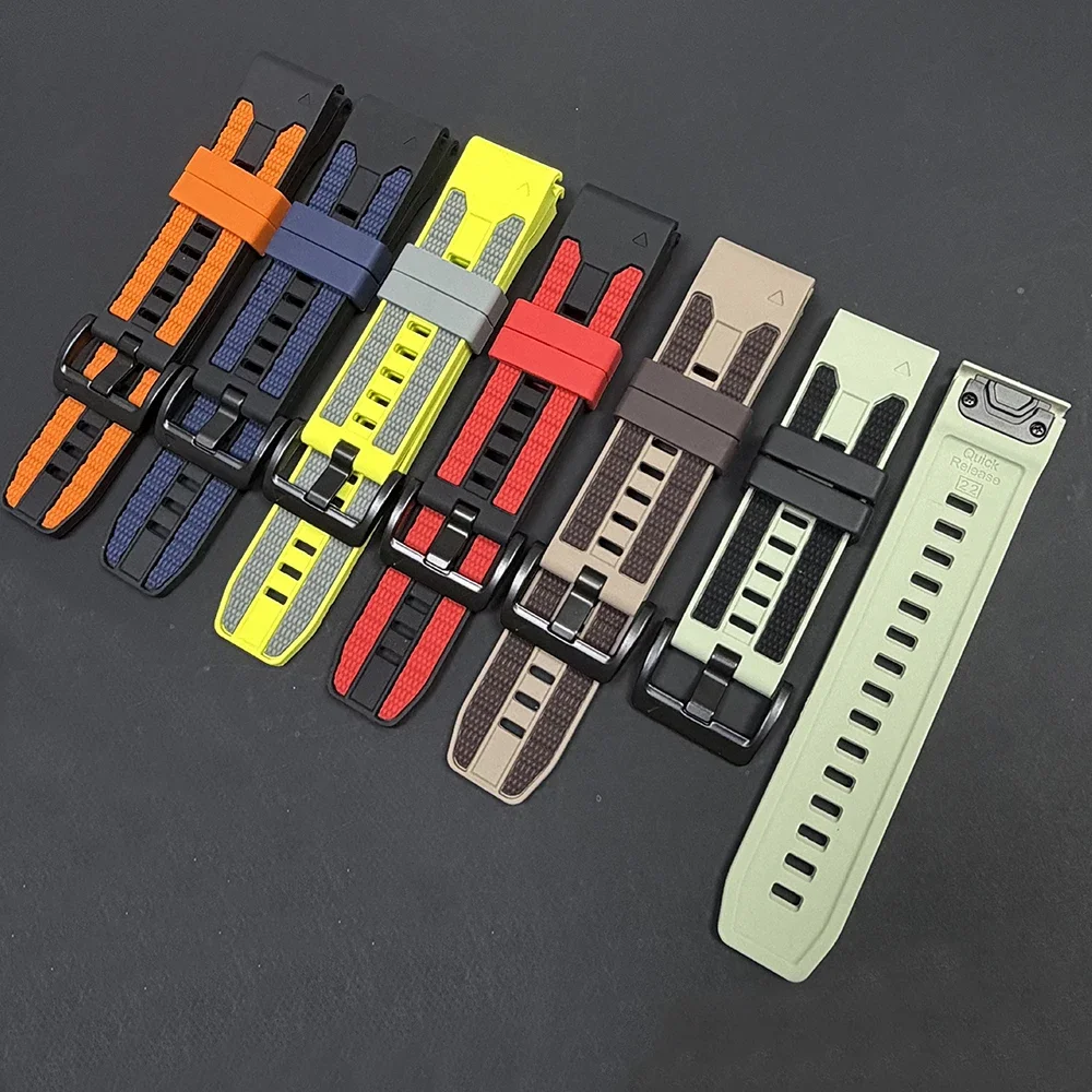 22mm 26mm Silicone Sports WatchBand For Garmin Enduro 4 Fenix 9 8 Pro 47mm 51mm Solar E 7 7X 6 6X/Epix/instinct 3 QuickFit Strap