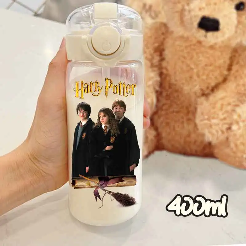 Straw 600/400ML Harrid Potter Water Cup Children Drinking Portable Hogwart Plastic Transparent Large Capacity Sport Water Bottle