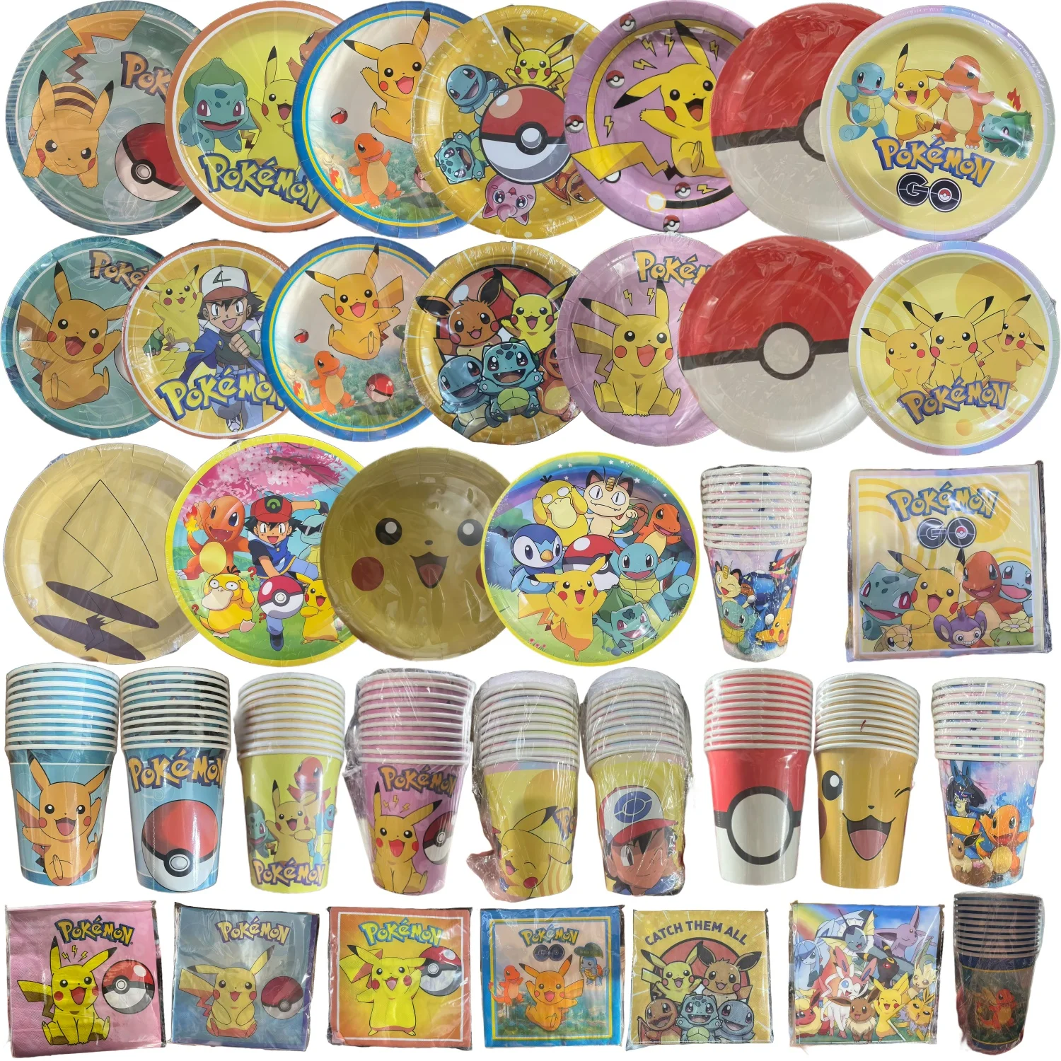 

Pokemon Birthday Decoration Disposable Tableware Pikachu Pokeball Pokemon Birthday Plates Cups Napkins Baby Shower Party Favors