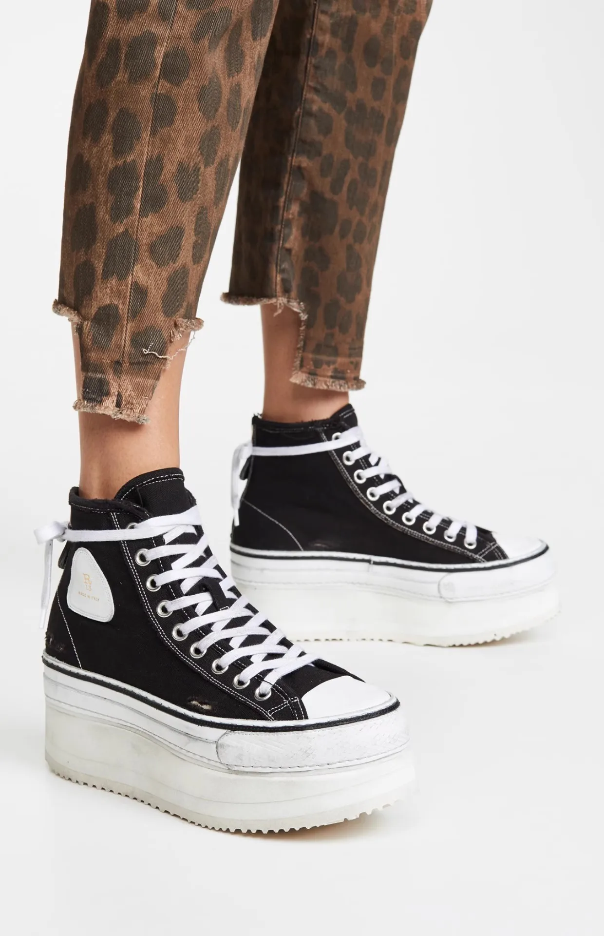 

Niche retro sail cloth shoes casual ripped thick-soled shoes high-top lace-up women's shoes ink-wash height-increasing shoes