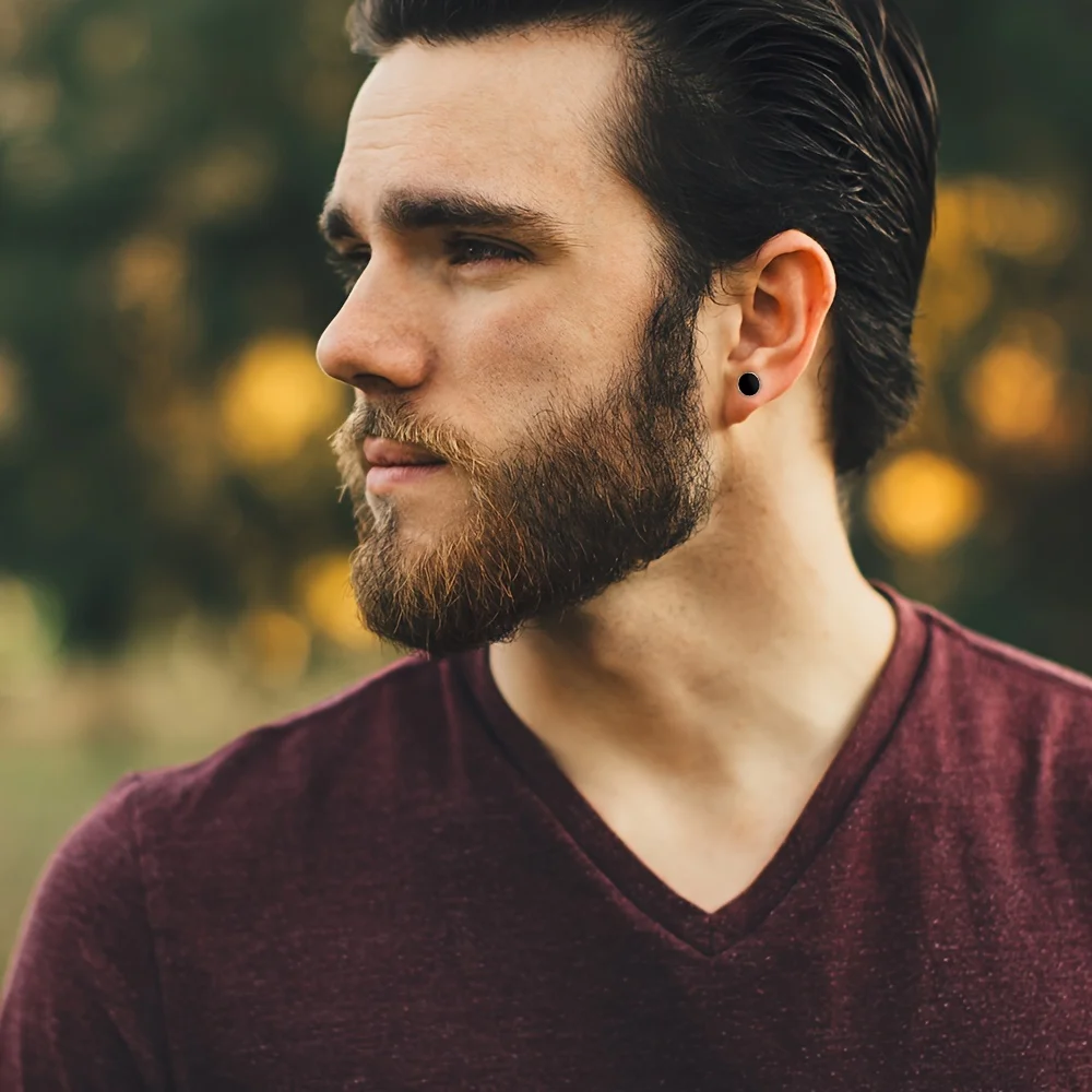 Men's Hypoallergenic Zirconia Stud Earrings, Gift Set