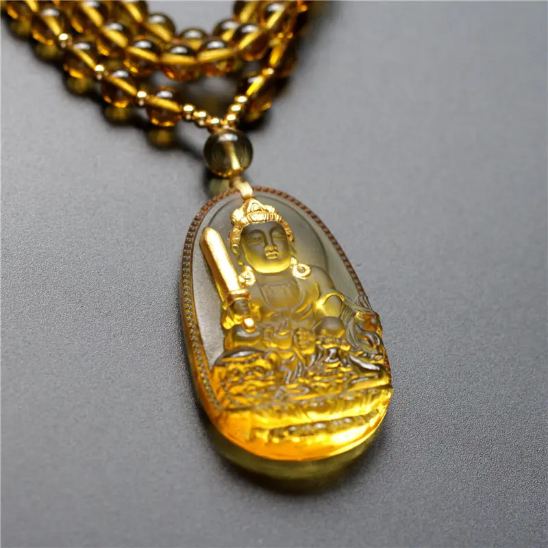 

2026 Ancient Glazed Gilded Zodiac Guardian Buddha Pendant Thousand Hands Guanyin Necklace for Good Luck Gifts
