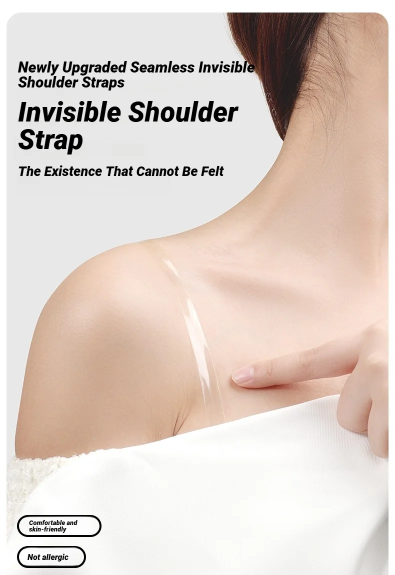 Women's Transparent Frosted Invisible Underwear Straps Adjustable Non-slip Seamless Bra Shoulder Strap