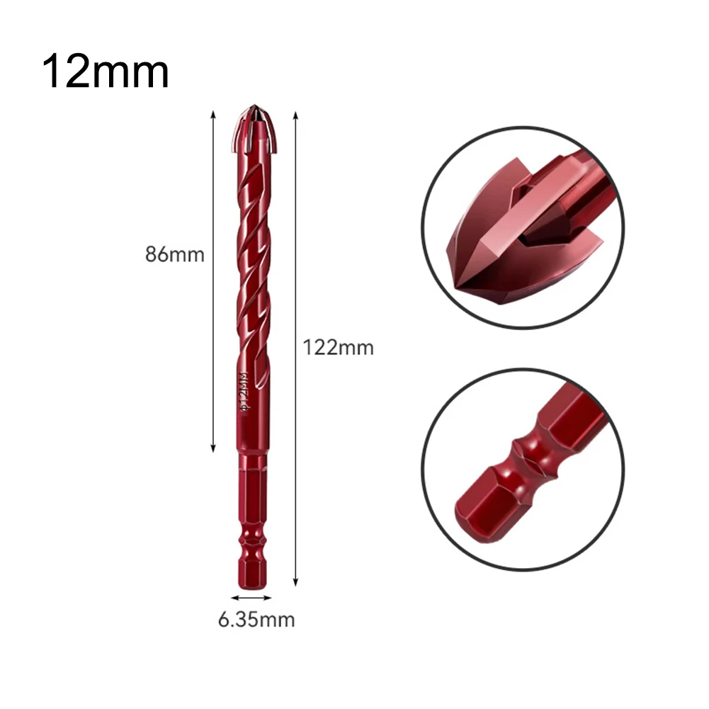 1pcs Cross Hex Boor Set Voor Handboren Boren Beton Porselein Tegel Glas Metaal Gereedschap 3mm/4mm/5mm/6mm/8mm/10mm/12mm