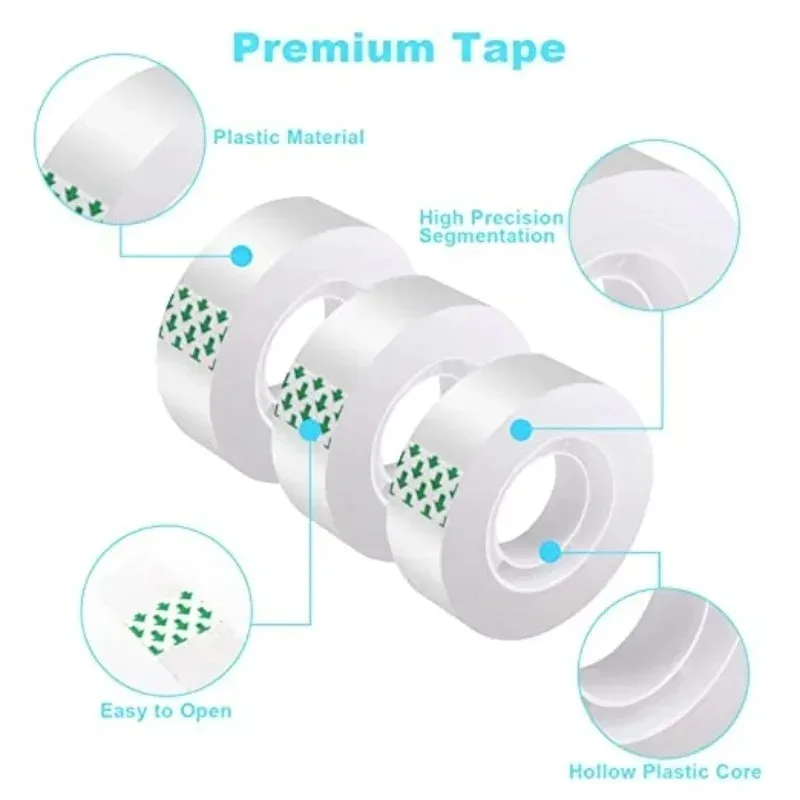 Paquete de cinta adhesiva transparente de 18/12/8mm, herramientas de papelería, suministros escolares de oficina, cinta adhesiva para estudiantes, embalaje de flores