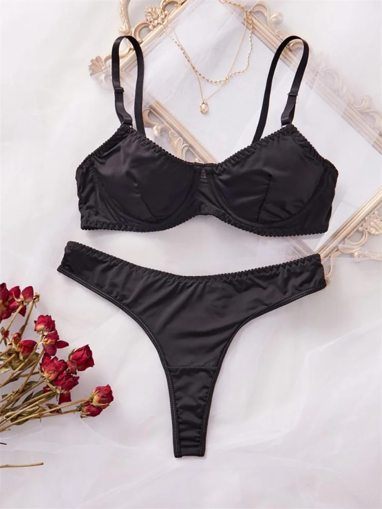 Sexy Lingerie For Women Gather Push Up Bra Set French Ultra Thin Underwear Female Comfortable Erotic Lingerie Intimate Goods