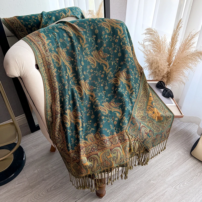 Quaste Decke Design Dicke Pashmina Neue Winter Warme Schal Wrap Paisley Muster Schal Frauen Halstuch Poncho Stolen 2023 – Detail 6
