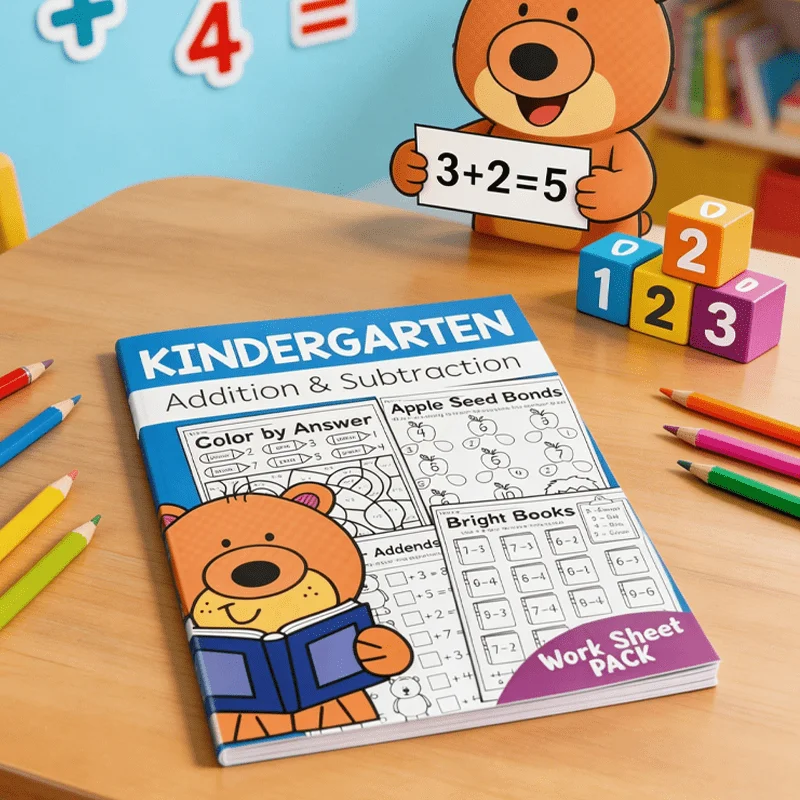 

32 Page Math and Arithmetic Workbook, Addition and Subtraction Within 30, Number Fill in The Blank Game Mathematical Cognition