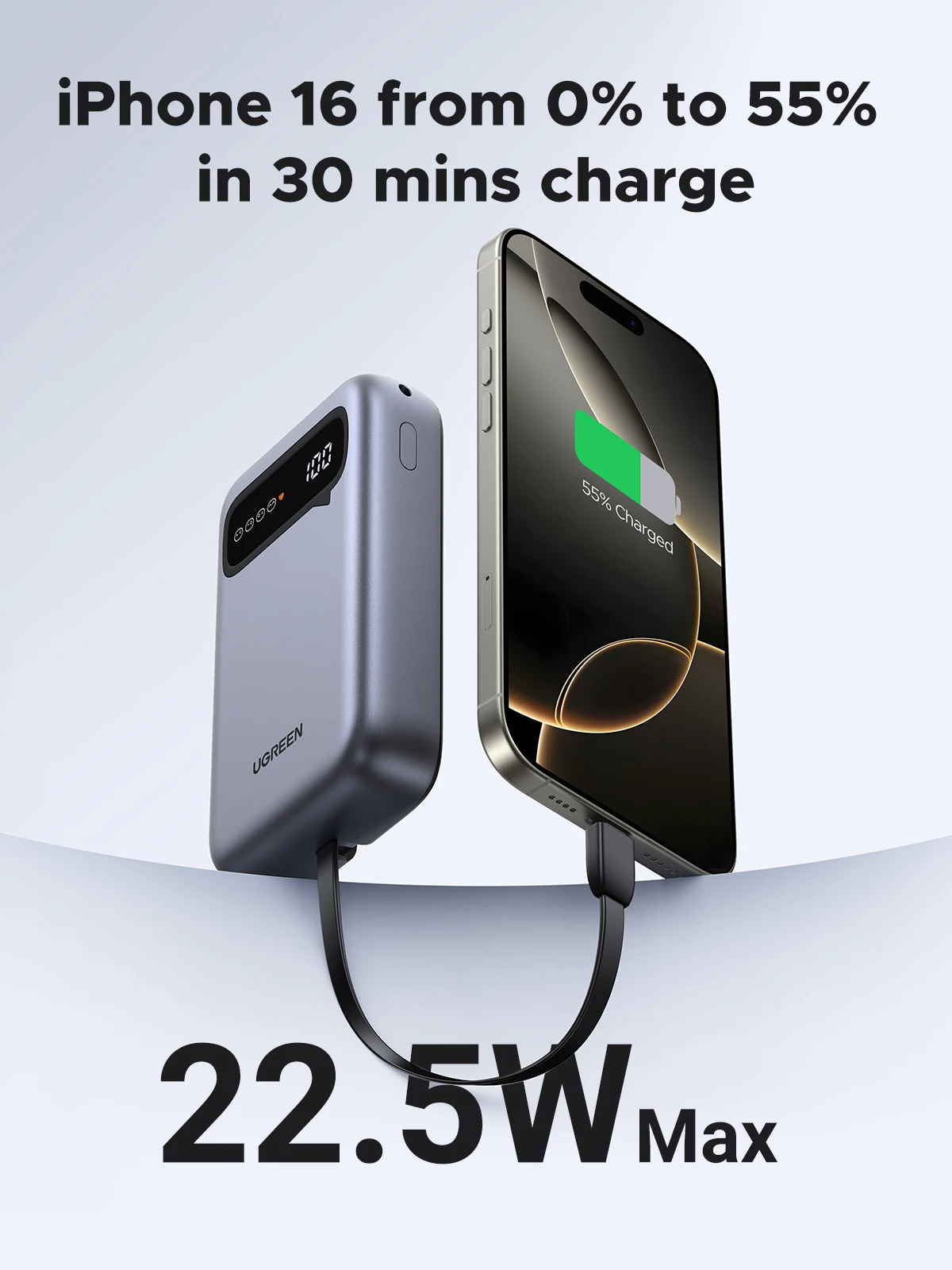 UGREEN 22.5W 20000mAh Type C Cable Power Bank Fast Charge Portable