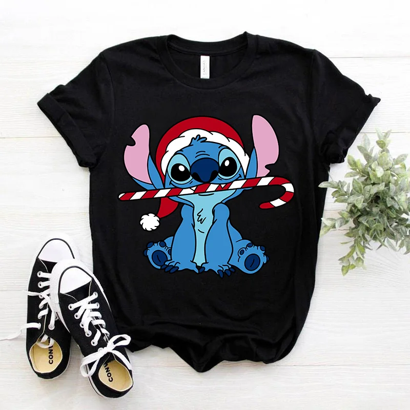 Kawaii Christmas Kawaii Lilo Stitch Funny T Shirt Women Stitch Cute Manga T-shirt Y2k Graphic Tshirt Streetwear Top Tees Female