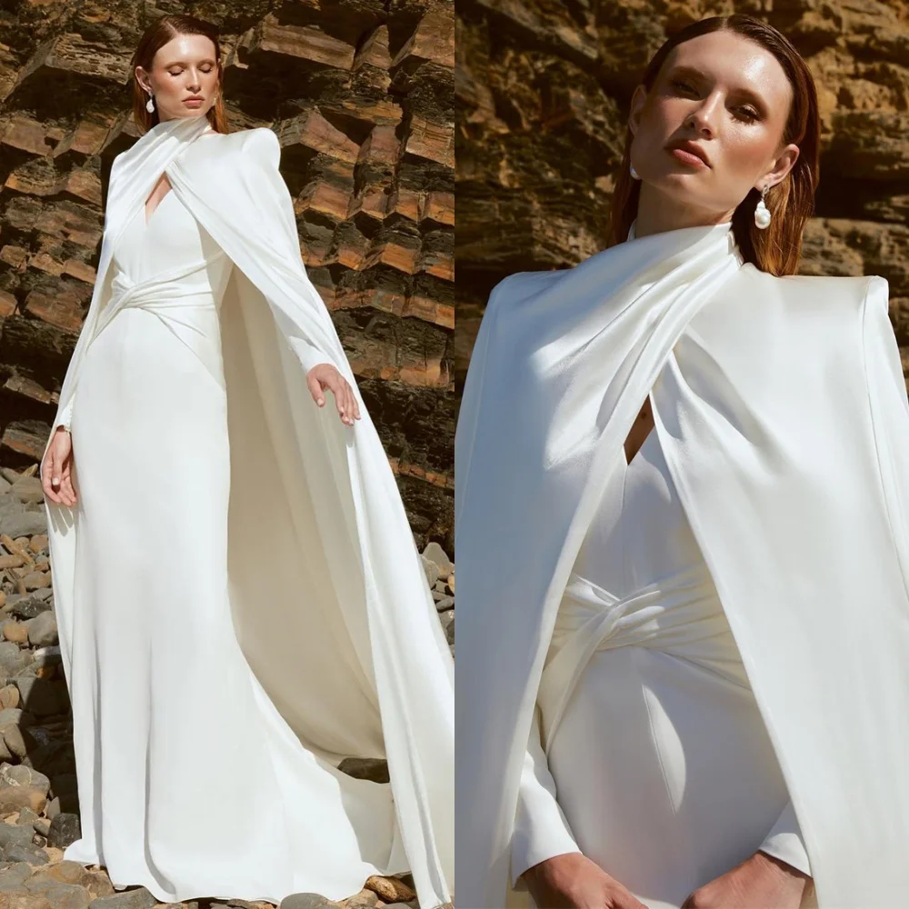 

Customized Mermaid Formal Satin Evening Dress High Quality Shawl Homecoming Dresses Modern Court Train Special Occasion Gowns