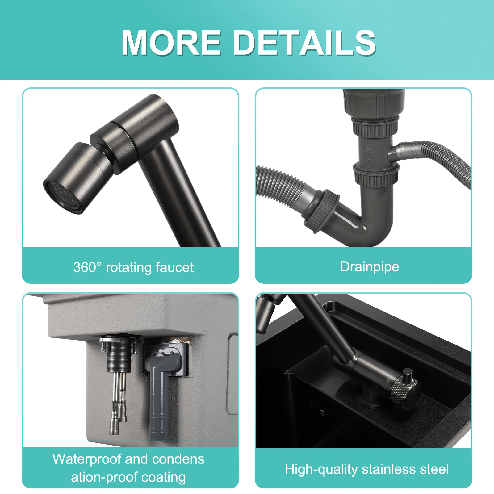 

Bar Sink Drop in Stainless Steel Wet Bar Sink with Foldable Faucet Prep Sink for Laundry Wet Bar Prep Office Outdoor Yard