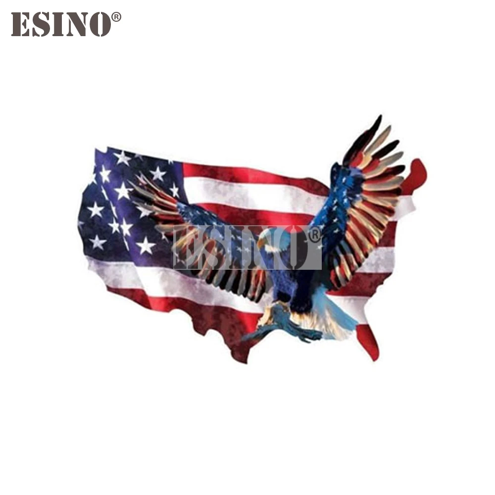 American Eagle Car Sticker US Flag Map Decal Patriotic Waterproof PVC Vinyl Auto Motorcycle Bumper Window Styling 10.5x7.4cm