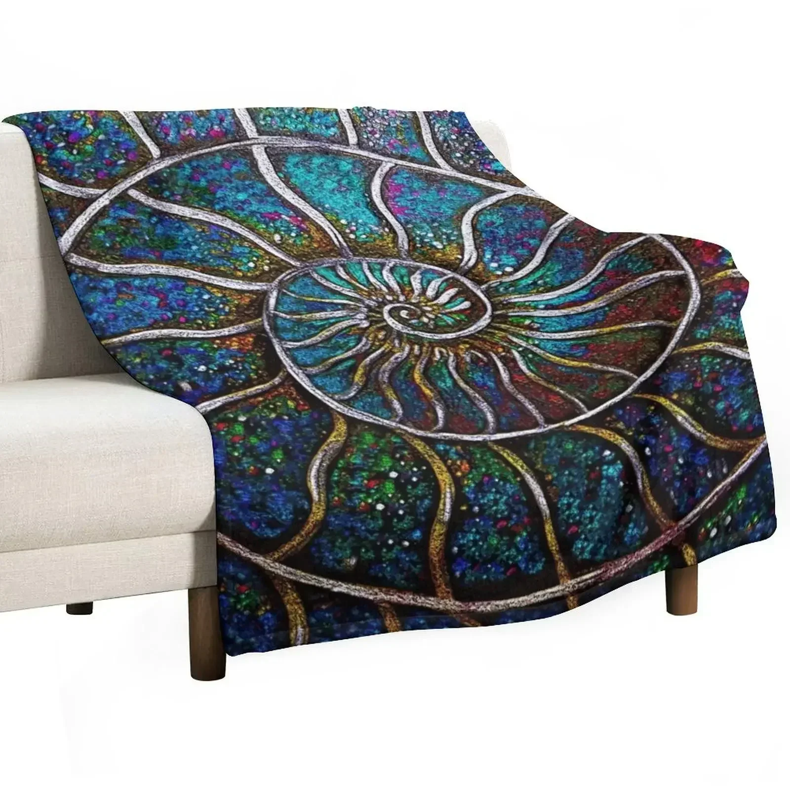 Ammonite Throw Blanket Luxury Brand Bed linens Shaggy Multi-Purpose Blankets