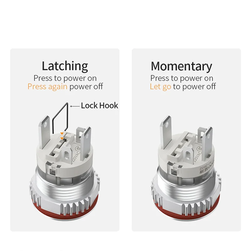 LANBOO 16mm High current 16A high-power MetalPush Button Switch 12V110V 24V 220V LED light latching