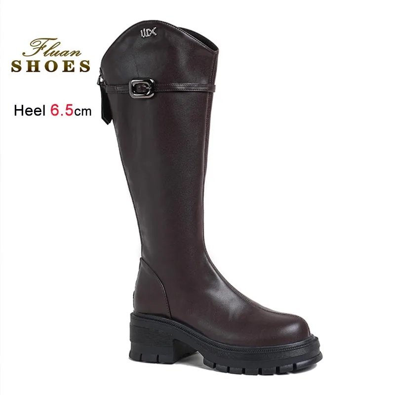 

2025 New Brown Knight Boots Women Shoes Thick Soled Knee Length Boots Fashion Coarse Heel Tall Boots Autumn Winter Casual Boots