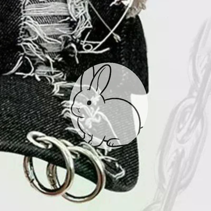

(LA)[SH]1PC Y2k Iron Ring Long Ears Hats Women Dark Punk Doberman Pinscher Baseball Cap Grunge Aesthetic Hat Trucker