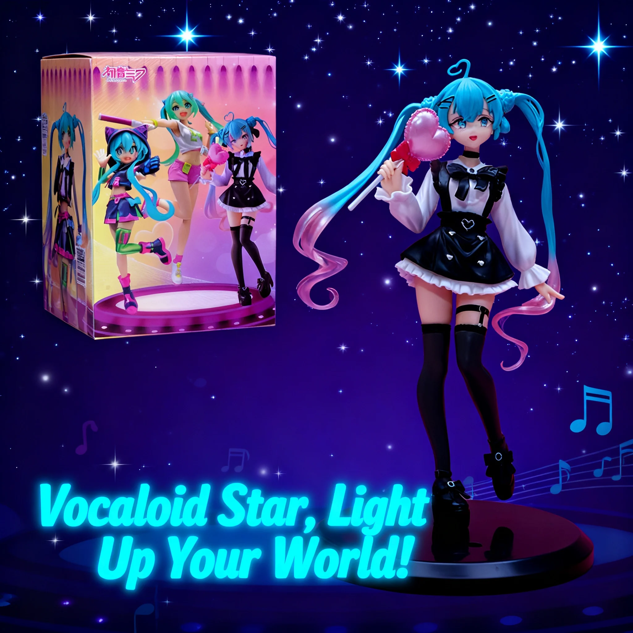 Figura Coleccionable de Hatsune Miku, Cantante Virtual del Futuro, con Corazón, Muñeca de Anime, Modelo de Juguete