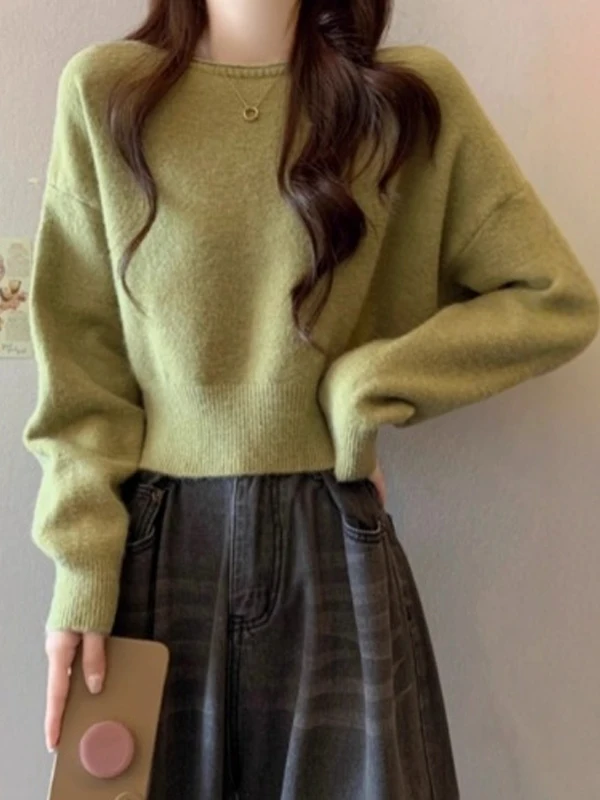 

Вязаный шерстяной свитер, женская внутренняя одежда, маленький размер, Camere Base irt, большой топ Lang Moss een, осень-зима