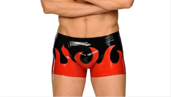 

100% Latex Rubber Schwarz&Rot Shorts Briefs Boxer shorts Tight Size 0.4mm S-XXL