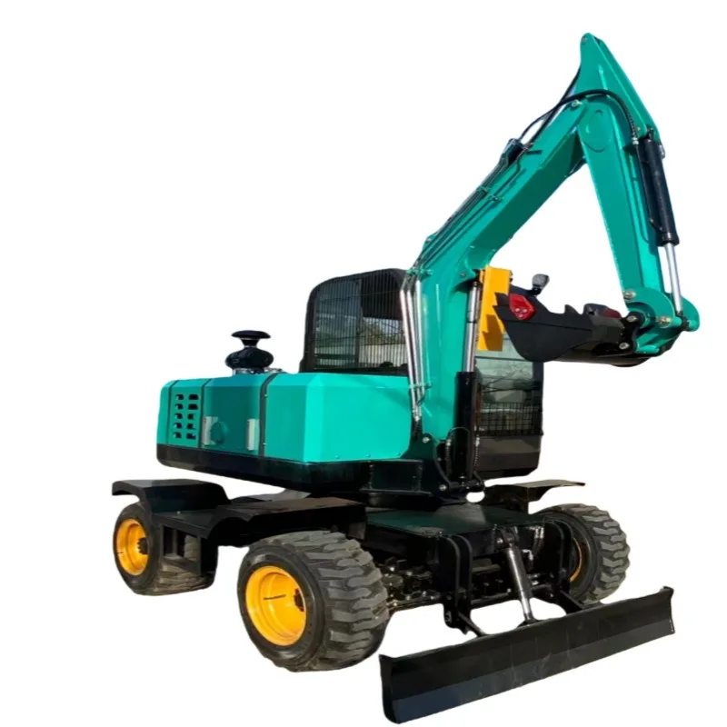Four-wheel excavator excavator household agricultural small excavator orchard trenching municipal greening wheeled wood grabber