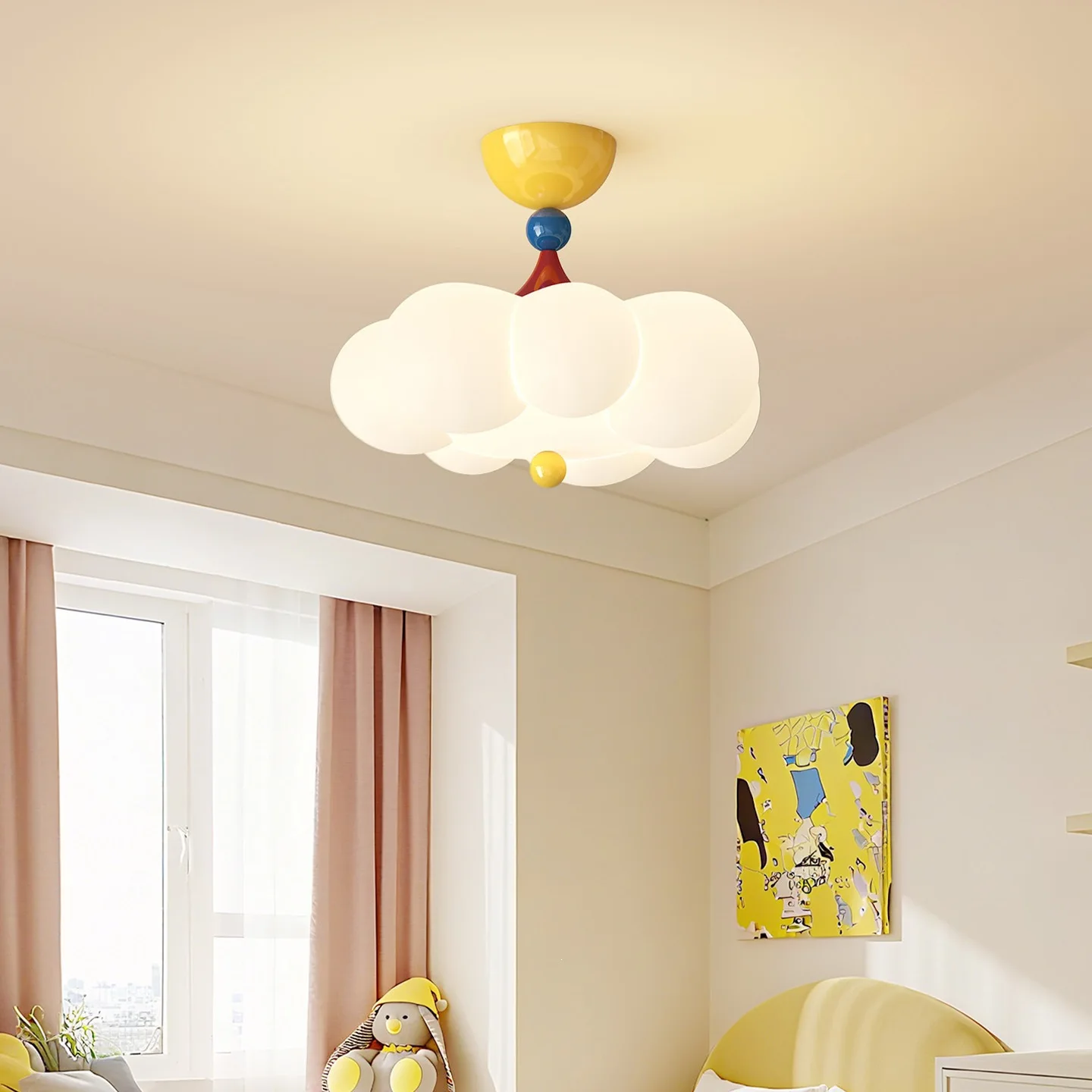 Cream Wind Color Room Light Creative Boys and Girls Bedroom Light Memphis Eye Protection Master Bedroom Ceiling Light