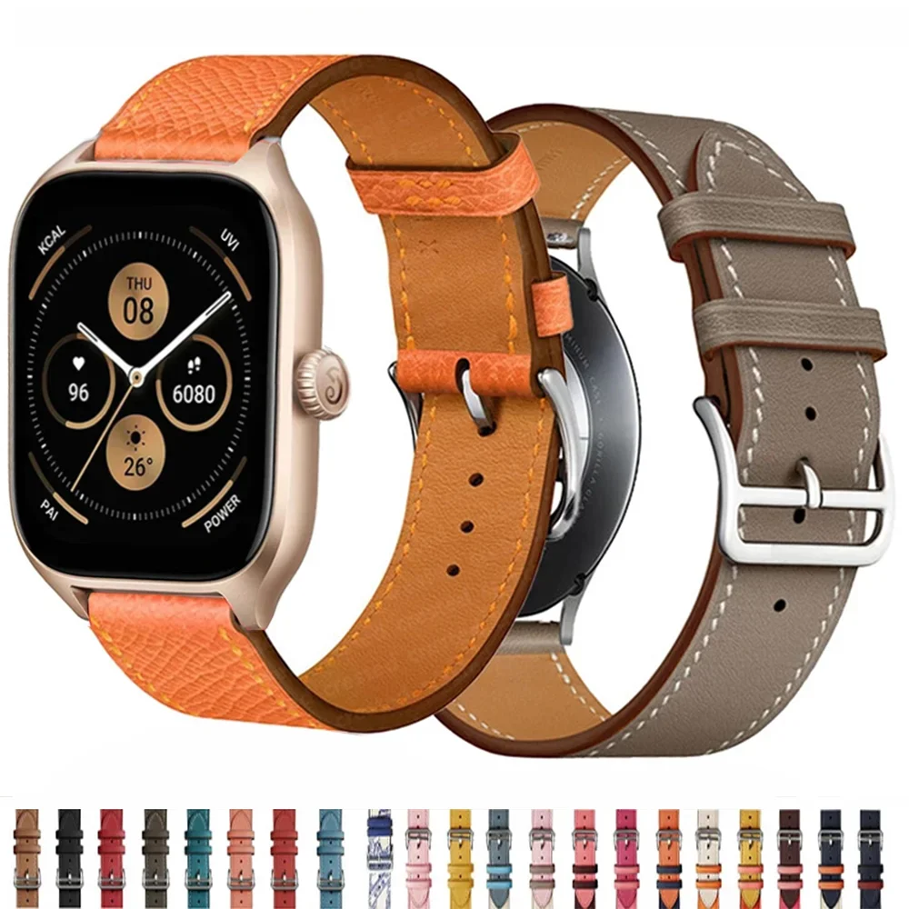 Leather Watch straps For Amazfit GTS 4/3/2/2e/GTS2 Mini/GTR 4/3 pro/GTR2/2e 20mm/22mm wristband Sport Bracelet stratos 2/3 band