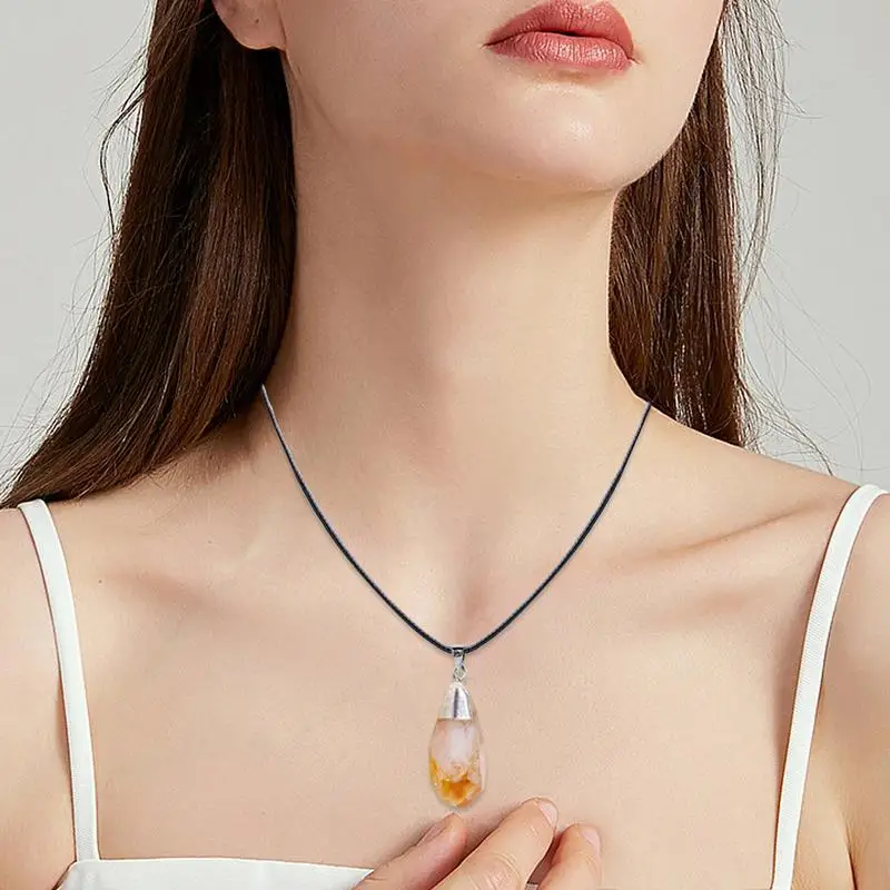 

Naszyjnik z cytrynu Wisiorek z kamienia naturalnego Stylowa biżuteria Naszyjniki energetyczne Walentynki Kryształ dla niej