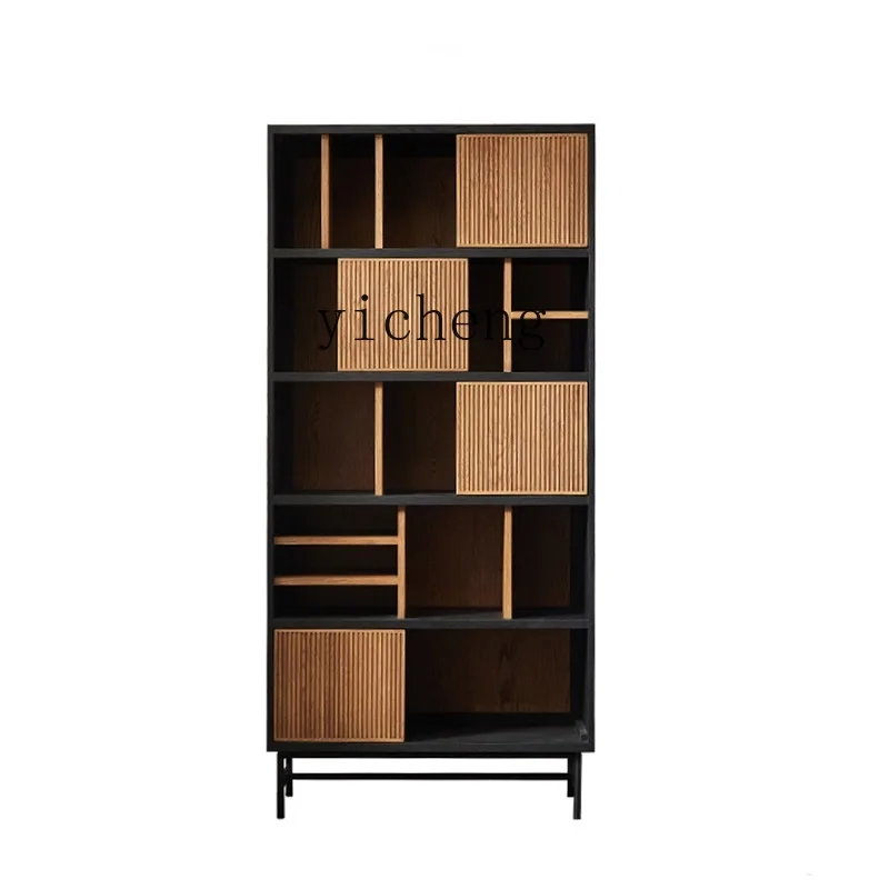 

YY Nordic Simple Color Matching Bookcase Silent Style Creative Solid Wood Display Cabinet Clothes Closet