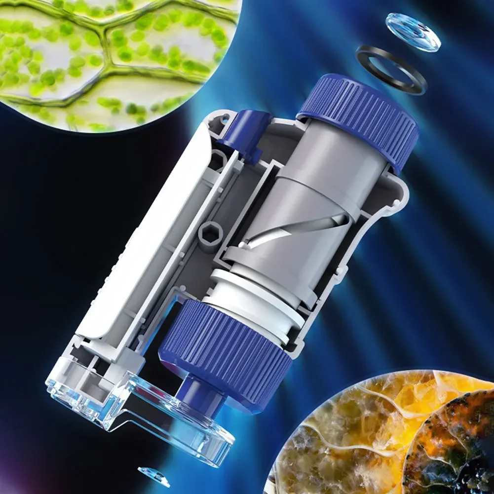60-120x mini kit de microscópio de bolso alimentado por bateria microscópio de bolso mini microscópio portátil para experimento científico para crianças