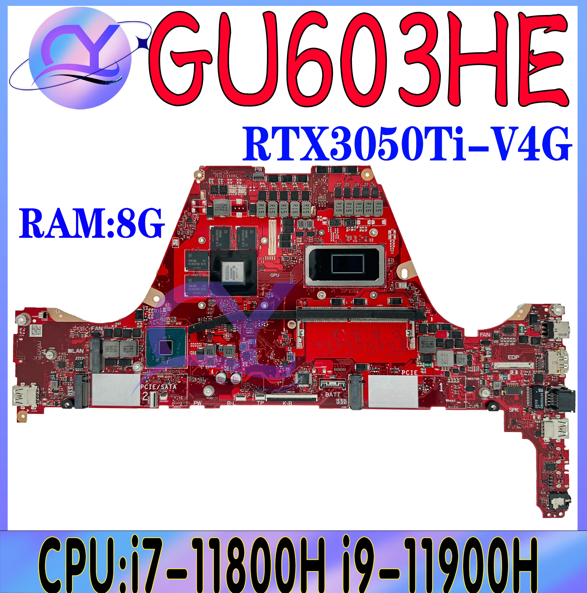 

GU603HE Laptop Motherboard For Asus ROG Zephyrus M16 GU603 GU603H Mainboard With i7-11800H i9-11900H RTX3050Ti/V4G 8G-RAM