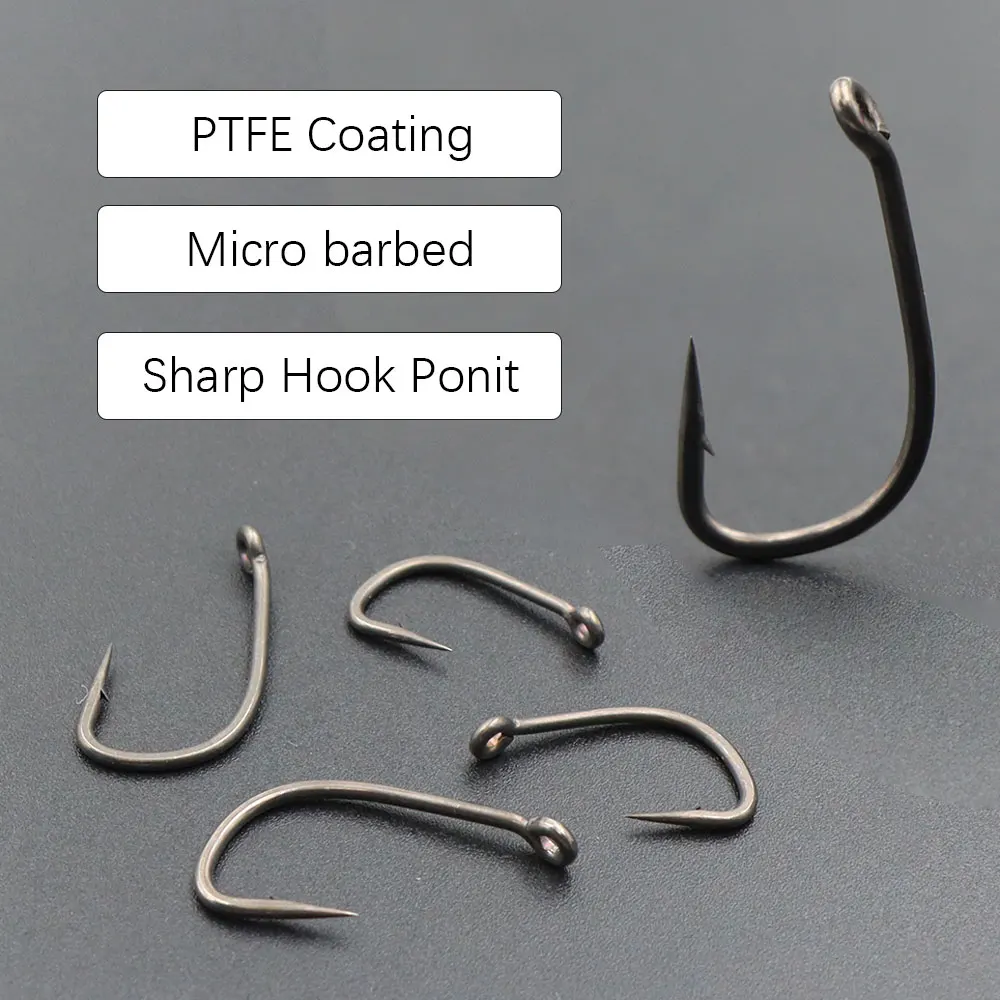 20pcs Carp Fishing Hooks With Micro Barbed High Carbon Steel PTFE Coating BNR Hook For Method Feeder Fish Accessories Tackle