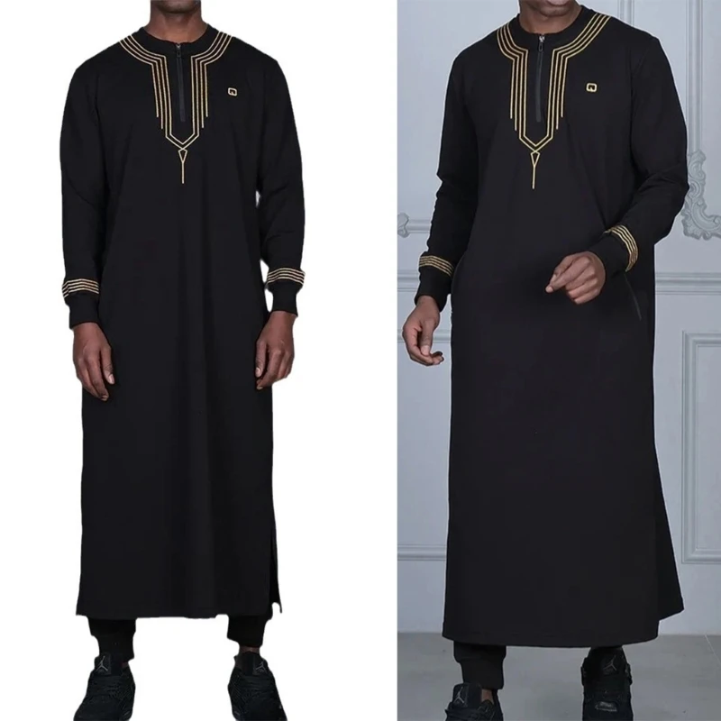 

634C Man Kaftan Robe Arabian Kaftan Robe Loose Casual Islamic Kaftan Long Sleeve Thobe, Man Long Sleeve Arabian Robe