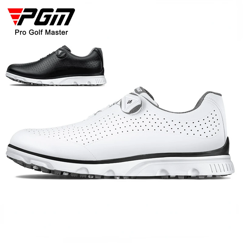 PGM Men Golf Shoes Breathable Vent Soft Microfiber Leather Ultra-light Spin Shoelace Anti-side Slip Nail Gym Sport Sneaker XZ198