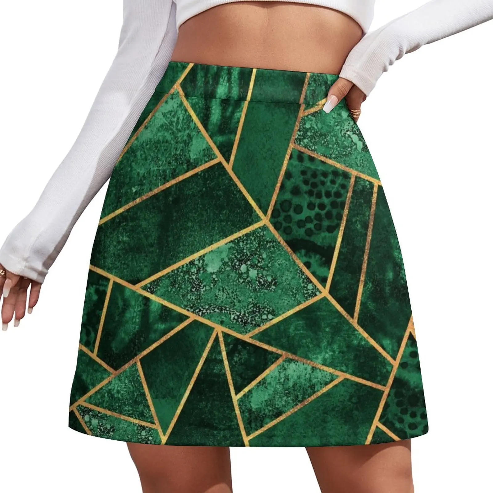 Deep Emerald Mini Skirt kpop japanese kawaii clothes