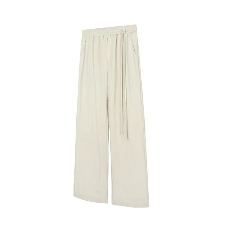 Cotton Linen Pants Men Fashion Black Casual Wide Leg Pants Men Streetwear Korean Loose Flared Pants Mens Trousers M-2XL