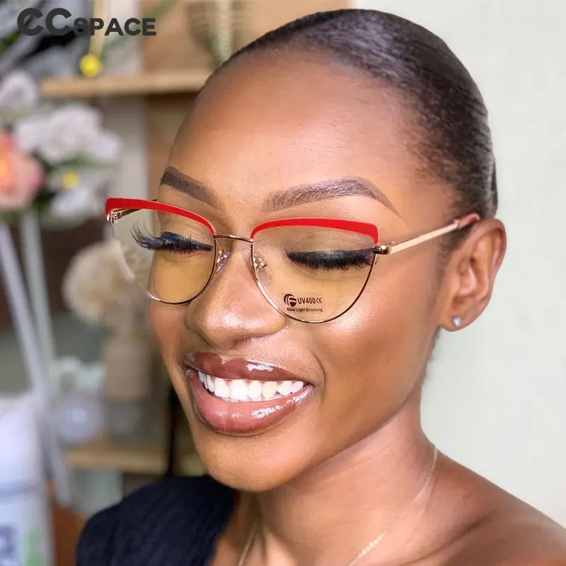 48193 Vintage Cat Eye Anti-blue Light Metal Glasses Frames Men Women Optical Fashion Computer Glasses