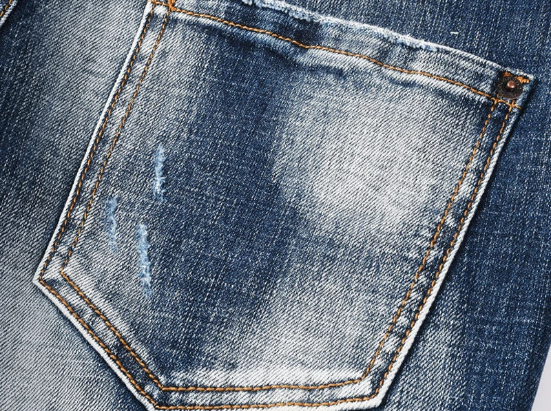 Hombre Men's Nostalgic Stretch Slim Fit Jeans Fashionable Washed Water Hip-Hop Brand Y2K Style Casual Comfortable Denim Pants