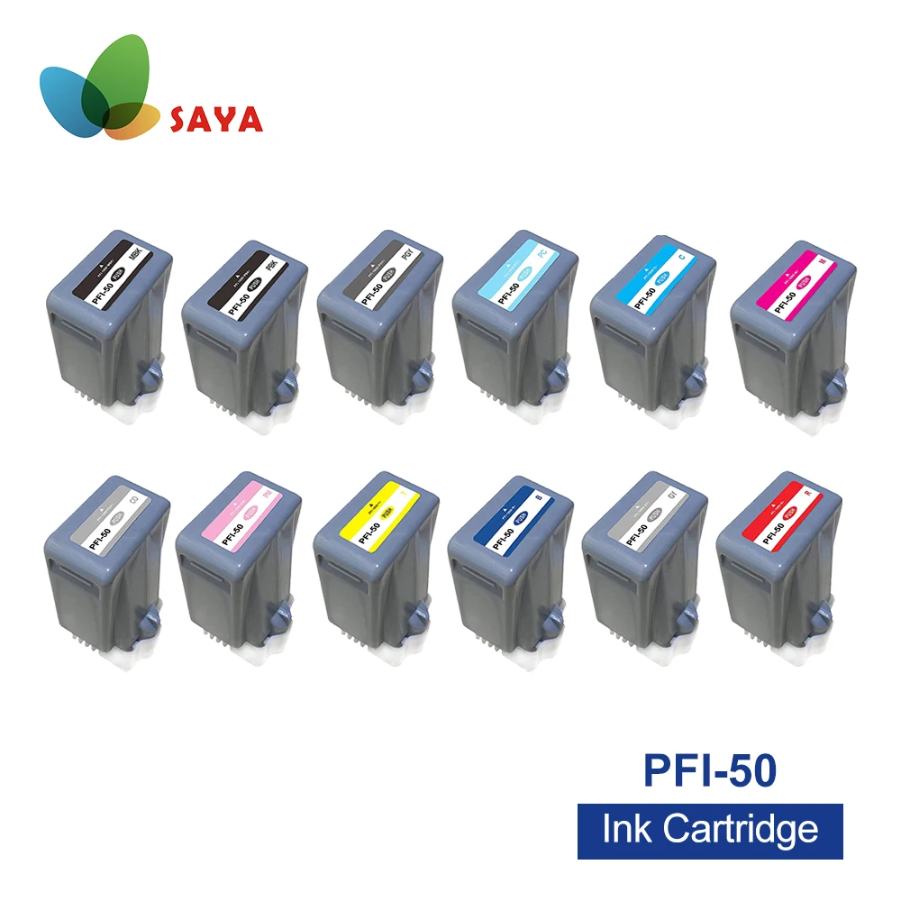 

Saya PFI-50 PFI 50 Ink Cartridge work for Canon imagePROGRAF Pro 500 Professional Desktop Photo Printer, 12 Colors/Set with chip