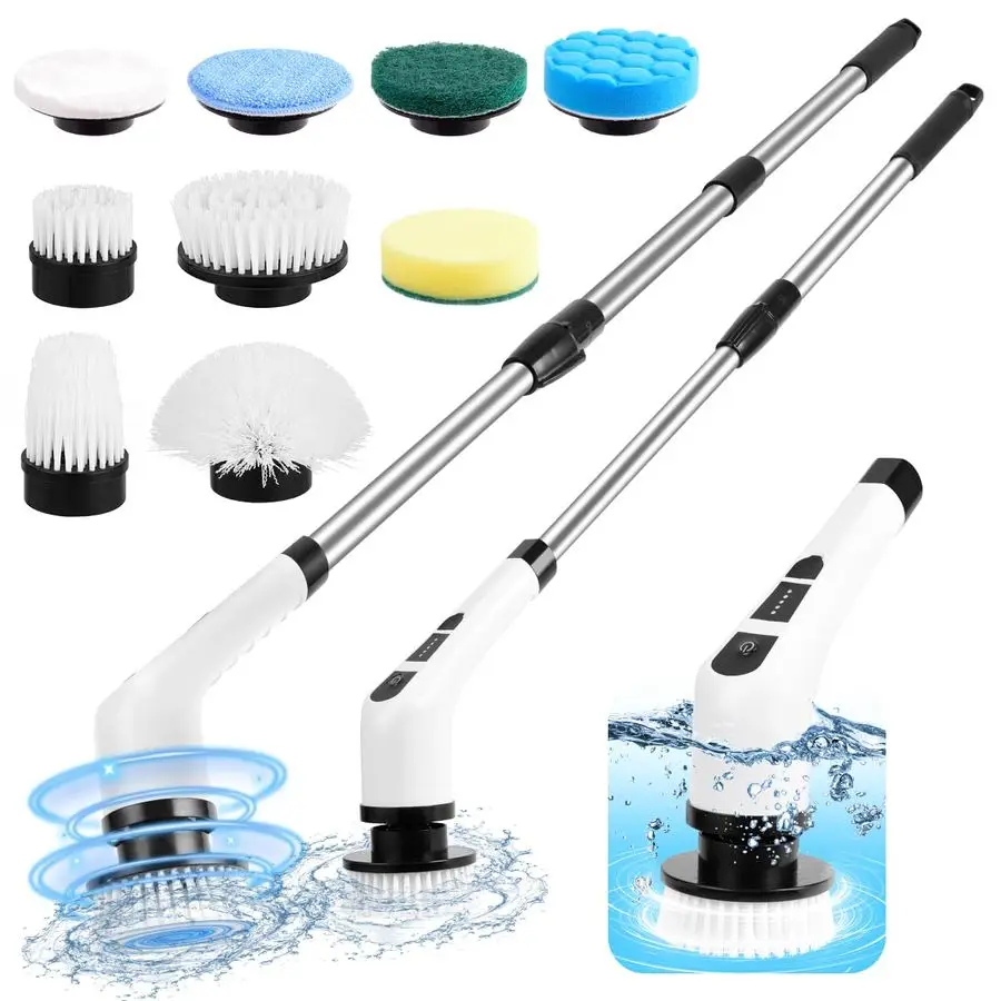 

Скруббер, беспроводной скруббер для очистки с 8 сменными насадками, скруббер для душа с регулируемой съемной рукой