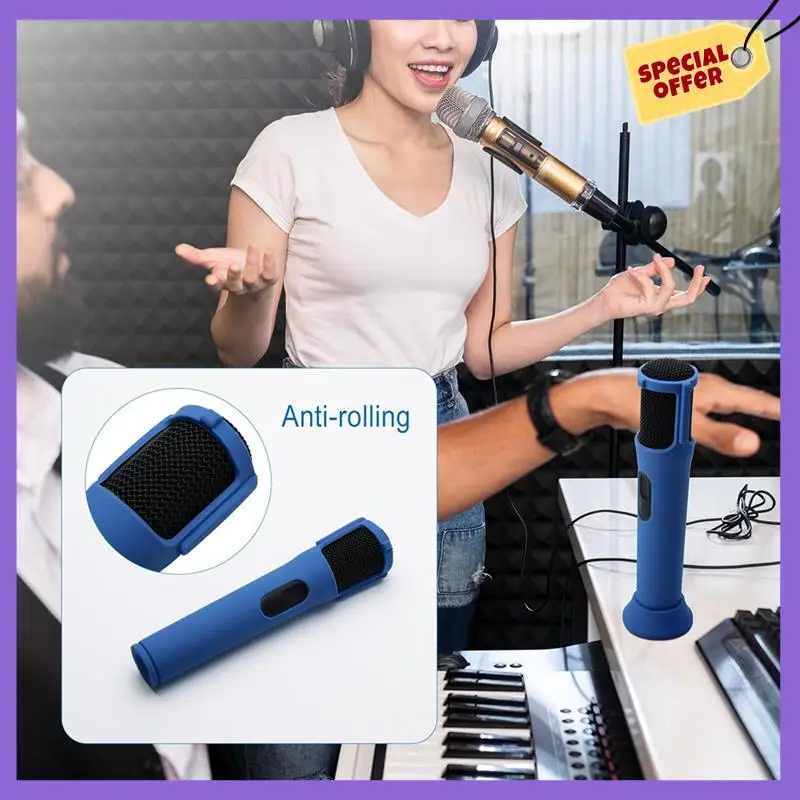 

-A96Z 2Pcs Silicone Case For Partybox Wireless Microphone Anti-Rolling Protective Case With Base Microphone Case