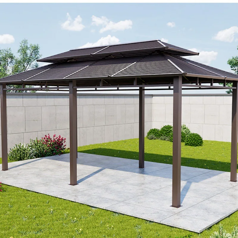 Outdoor Gazebo Courtyard Grape Trellis Villa Leisure Aluminum Alloy Preservative Wood Rural Yard Outdoor Terrace Garden Pavilion