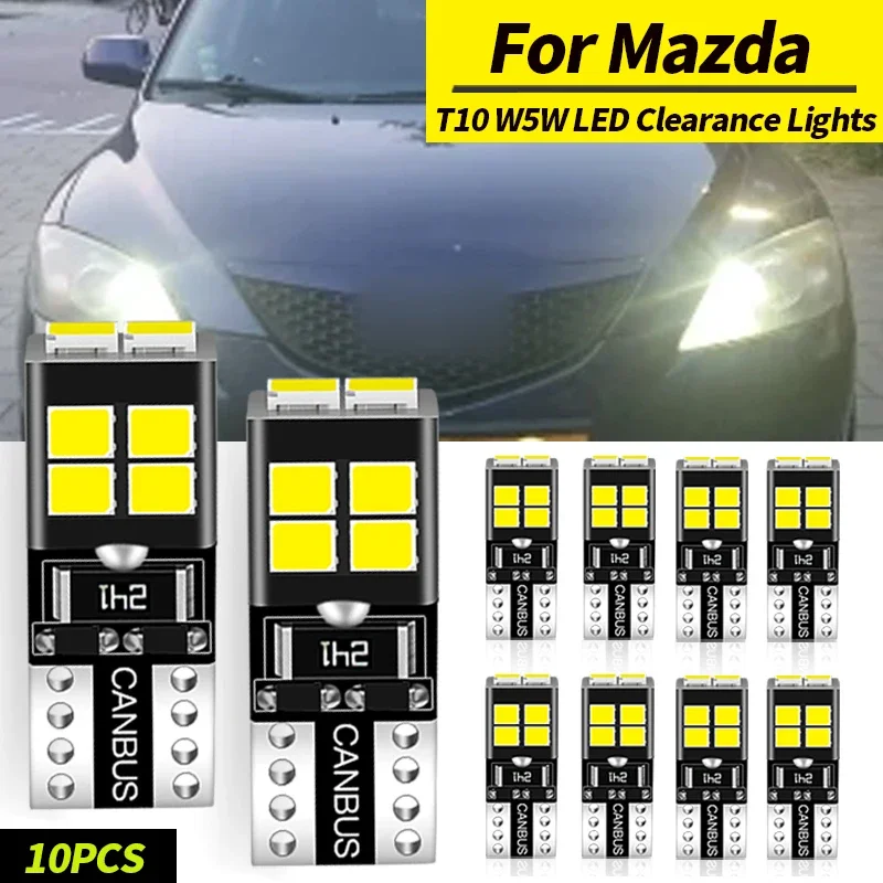 

10 шт. W5W T10 Canbus для Mazda CX-3 CX-7 CX-9 MX-5 RX-8 2 DY 3 BK 5 6 светодиодные габаритные огни, парковочные лампы, автомобильные аксессуары