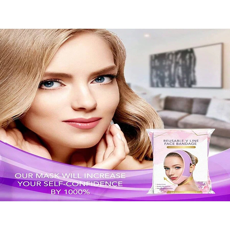 V-Shaped Face Lift Tape Facial Bandage, Soft Firming Chin Bandage V-Shaped Face Bandage, Chin Lift Mask Beauty Band Tool