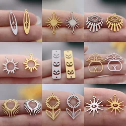 3pcs Stainless Steel Charms Polar Star/Flower/Flame Sun DIY Tassel Earrings Necklace Jewelry Making Pendant Mini diy Accessories